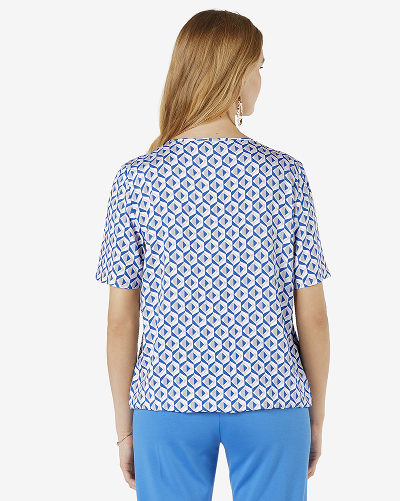 Bluse_blau_gemustert_hinten_411113_Beke LOCKERE HALBARM-BLUSE