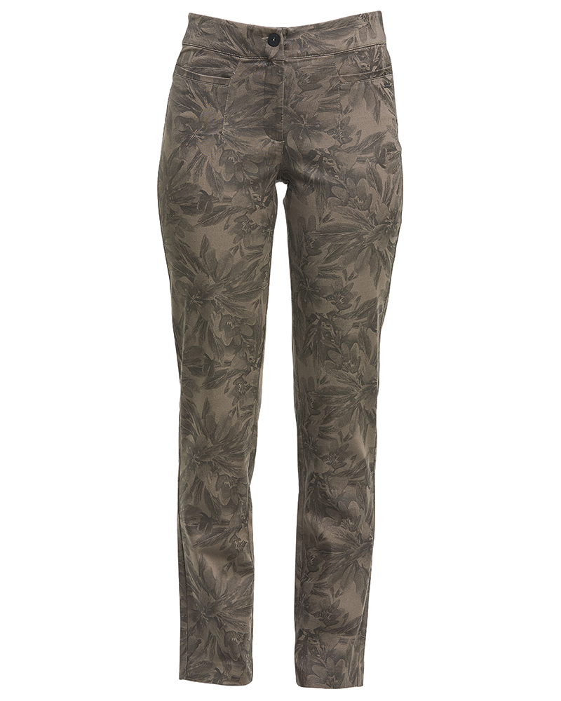 Hose-jeans_braun-taupe-Muster_405090 ELASTICHE JEANS L MIT BLÄTTERDRUCK