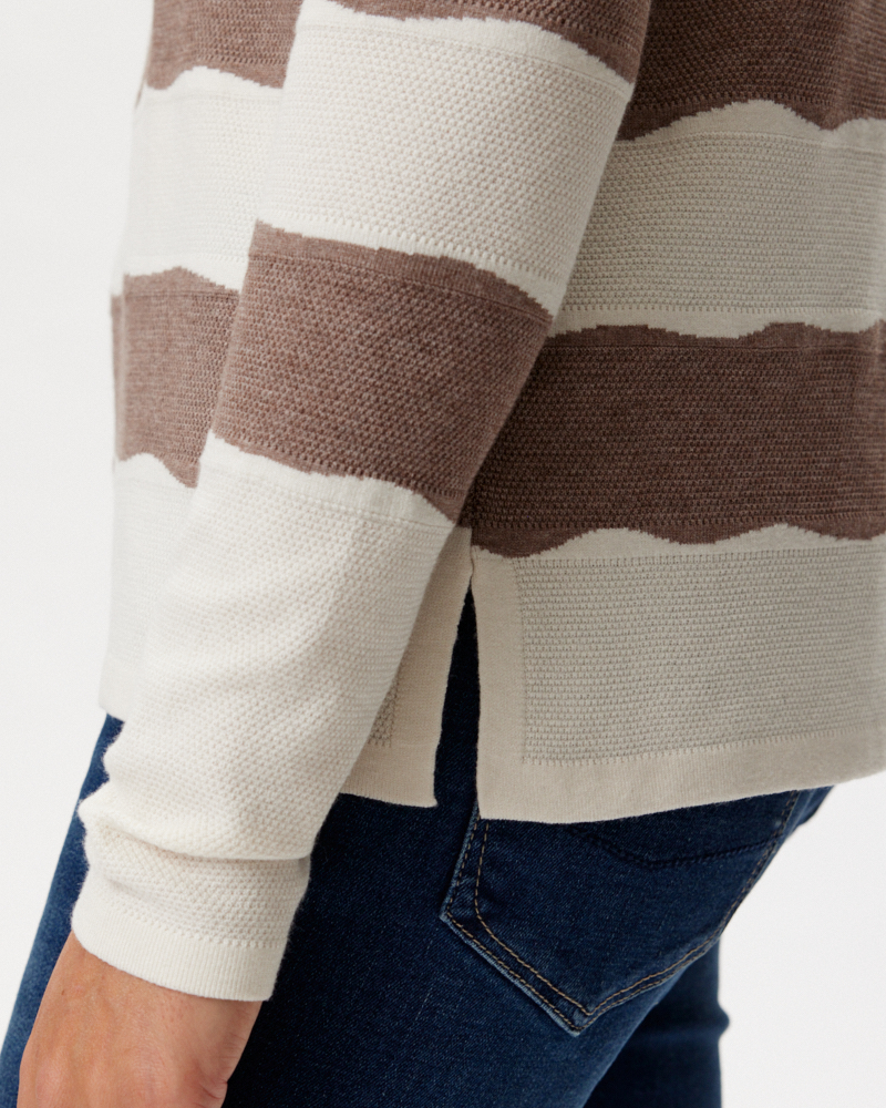 FEINSTRICKPULLI MIT BLOCKSTREIFEN
