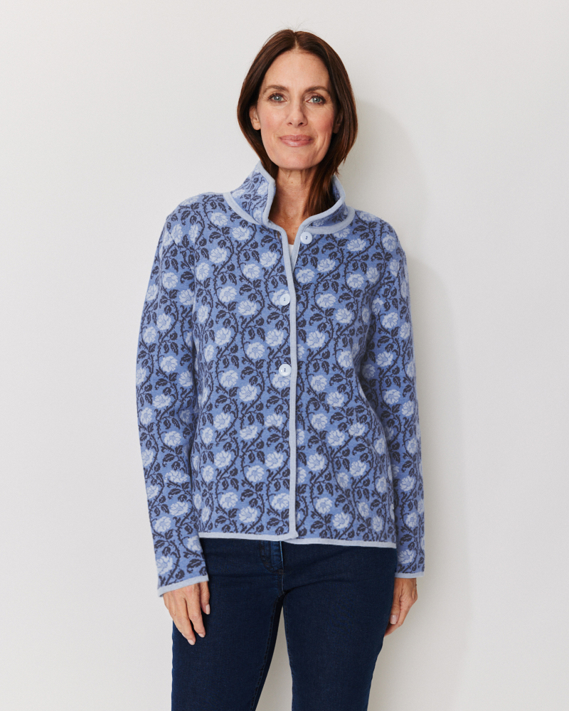 Exklusive Jacquard-Strickjacke