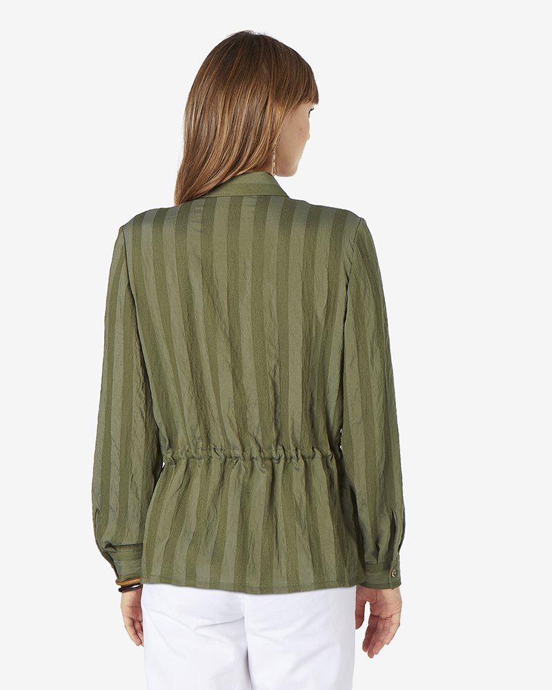 Bluse_khaki_hinten_411051_Birthe BLUSENJACKE MIT TUNNELZUG