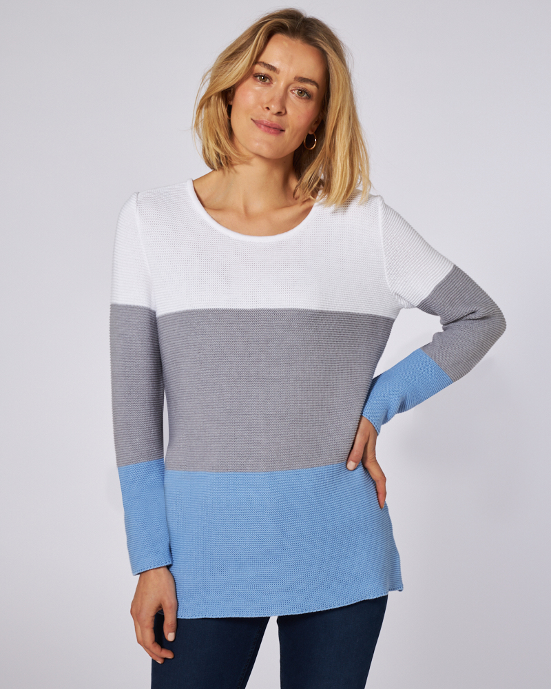 ELEGANTER PULLI MIT BLOCKSTREIFEN ELEGANTER PULLI MIT BLOCKSTREIFEN