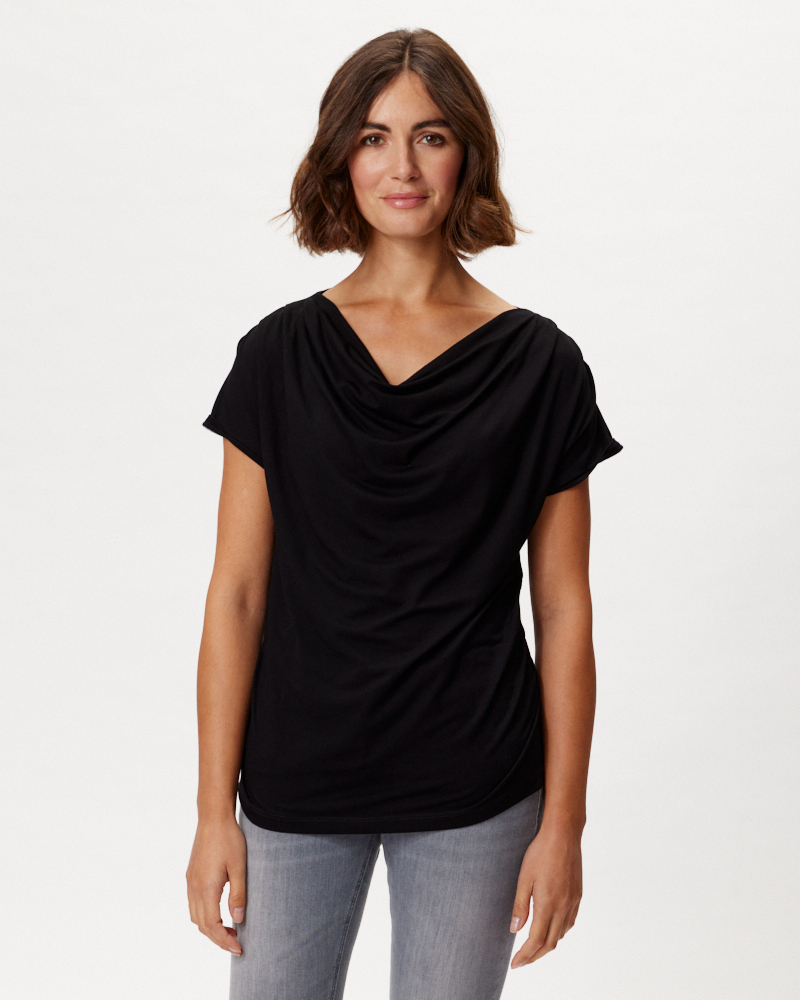 SHIRT MIT WASSERFALL-AUSSCHNITT