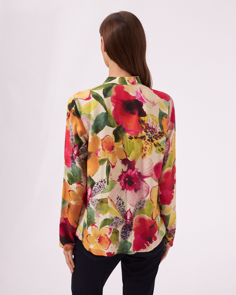 FLORALE BLUSE MIT STEHKRAGEN