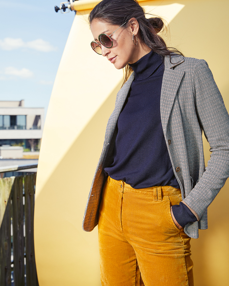 BLAZER-braun_kar-405015_HOSE-gelb-406019 KARO-BLAZER AUS JERSEY