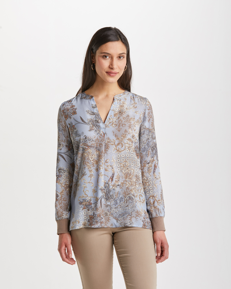 Tunika_beige_bleu_421051_Josy_vorn TUNIKABLUSE MIT STRETCHBÜNDCHEN