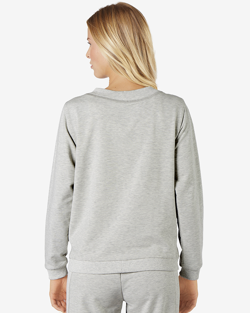 Sweatshirt_grau_meliert_hinten_411100_Inez_Variante SWEATSHIRT IM MATERIALMIX