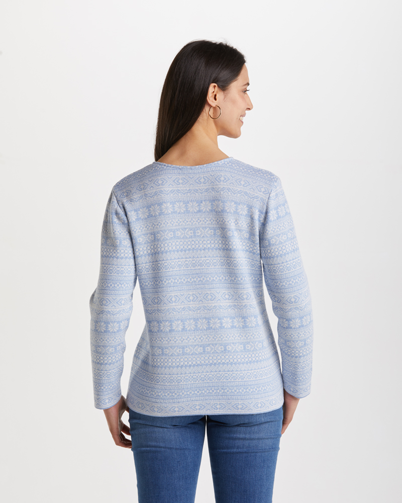 Pulli_hellblau_gemustert_421146_Kristin_hinten EDLER DOUBLEFACE-PULLI
