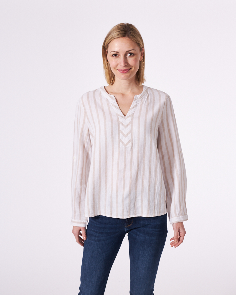 LEINENBLUSE MIT STREIFEN LEINENBLUSE MIT STREIFEN