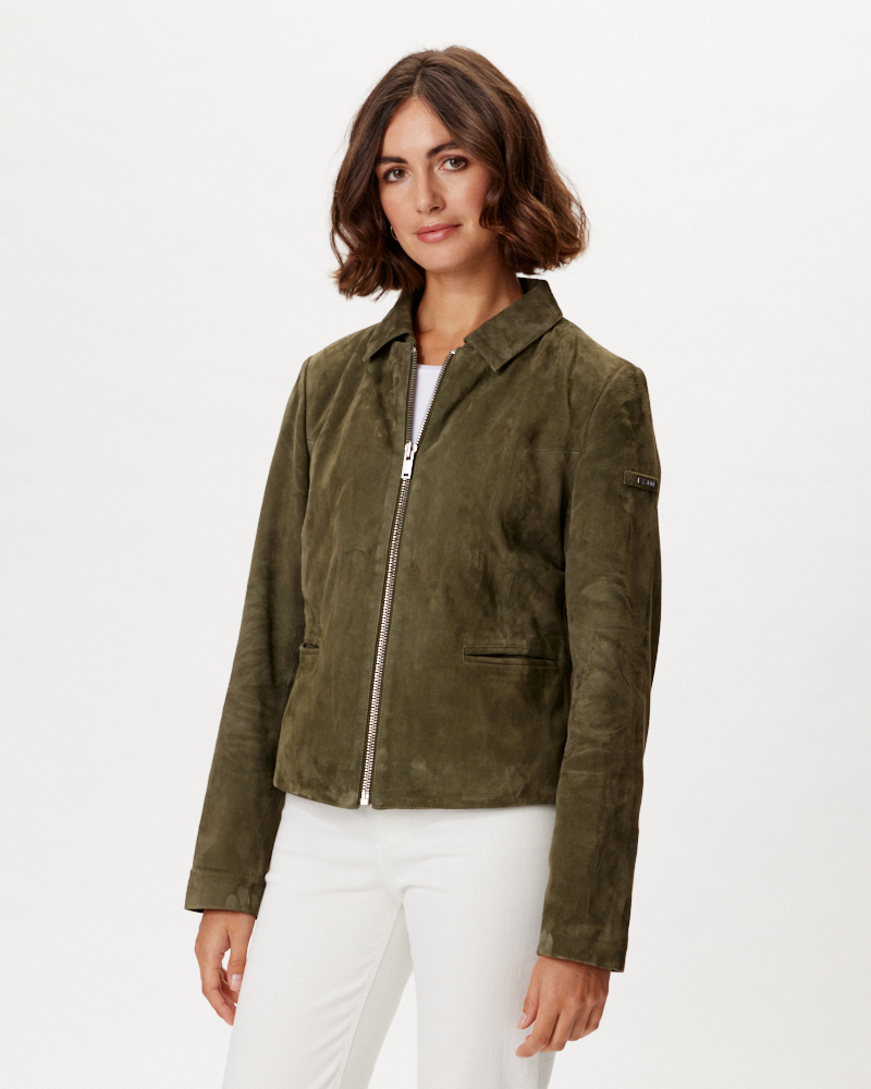 LEDERJACKE MIT ABNEHMBAREM KRAGEN