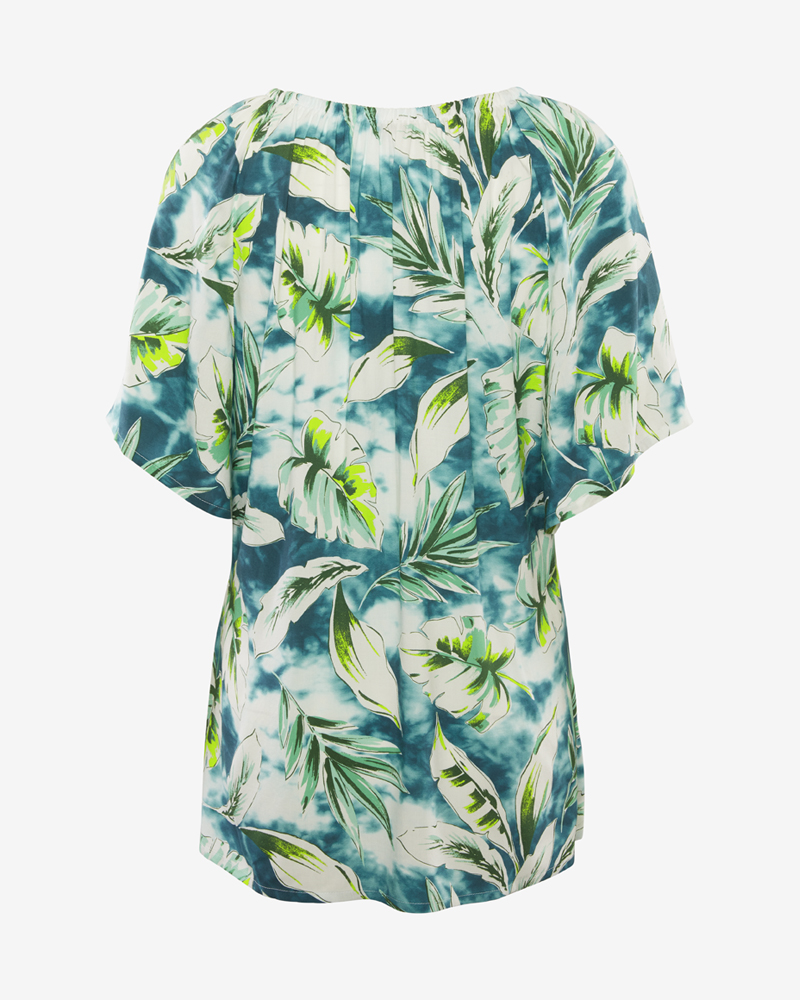 Longbluse_gr-n_gemustert_hinten_413011_Fidschi LONGBLUSE MIT CARMENAUSSCHNITT