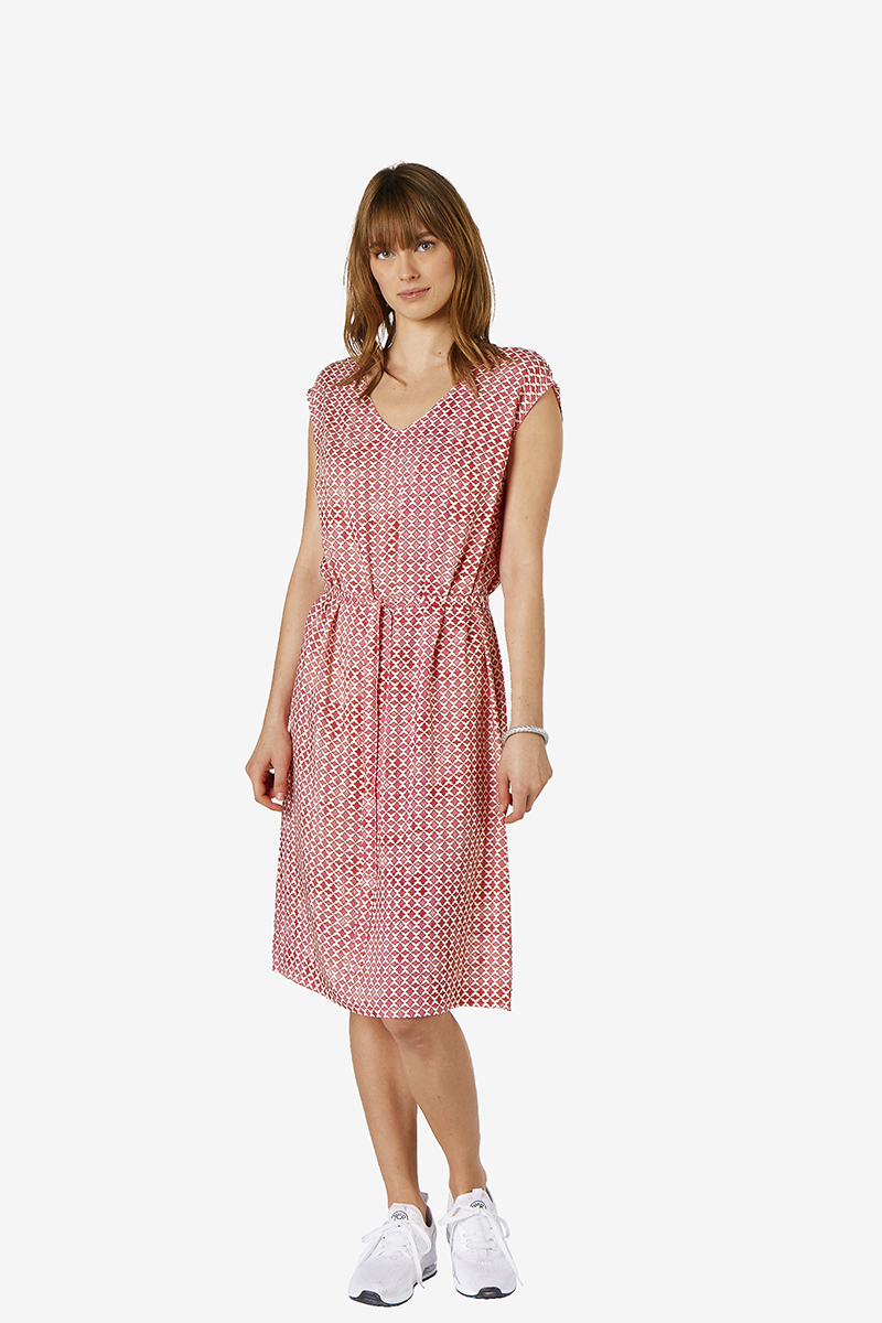 Kleid_rot_gemustert_411115_Melania SOMMERKLEID AUS VISKOSE