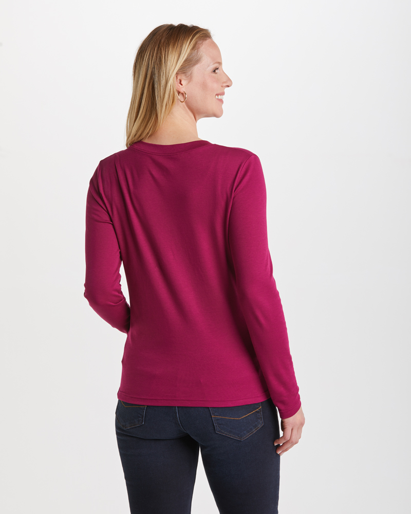 Shirt_fuchsia_421099_Bria_hinten RUNDHALS-SHIRT AUS BAUMWOLLE