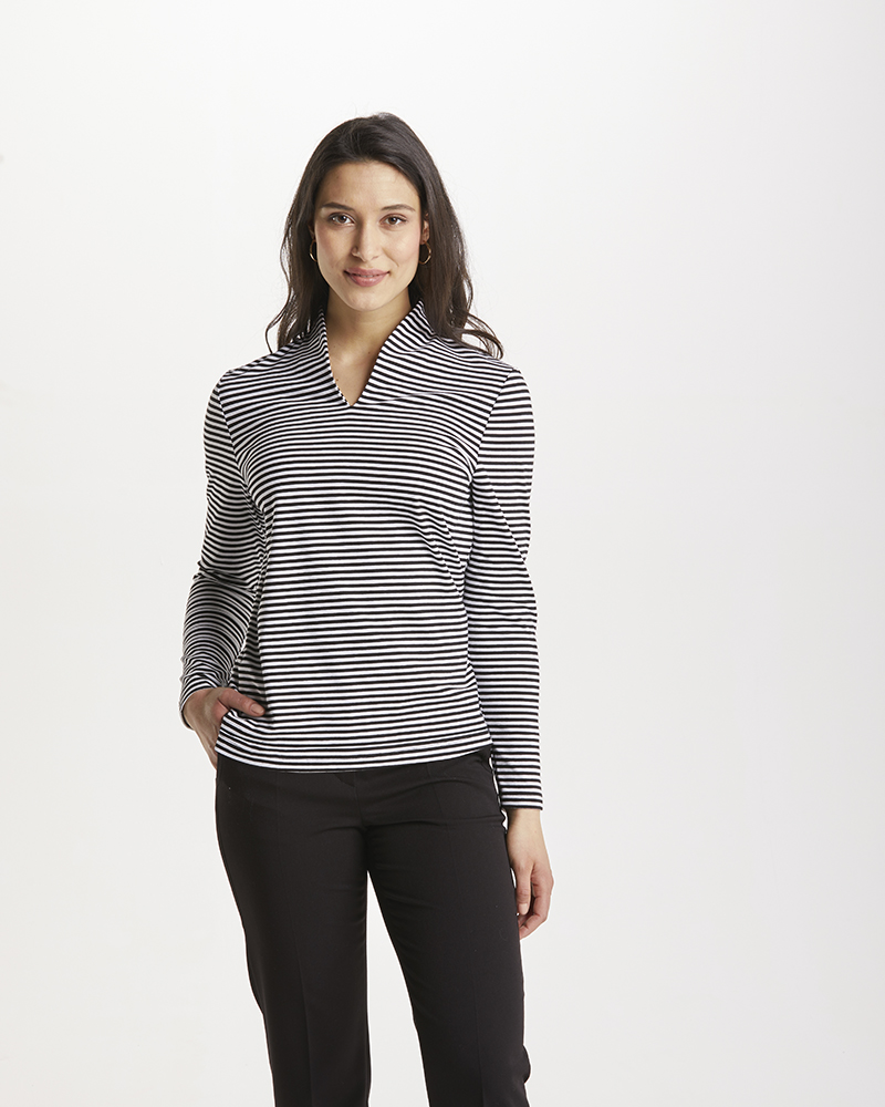 Shirt_gestreift_421041_Jola_vorn RINGELSHIRT MIT KELCHKRAGEN VON SUNA