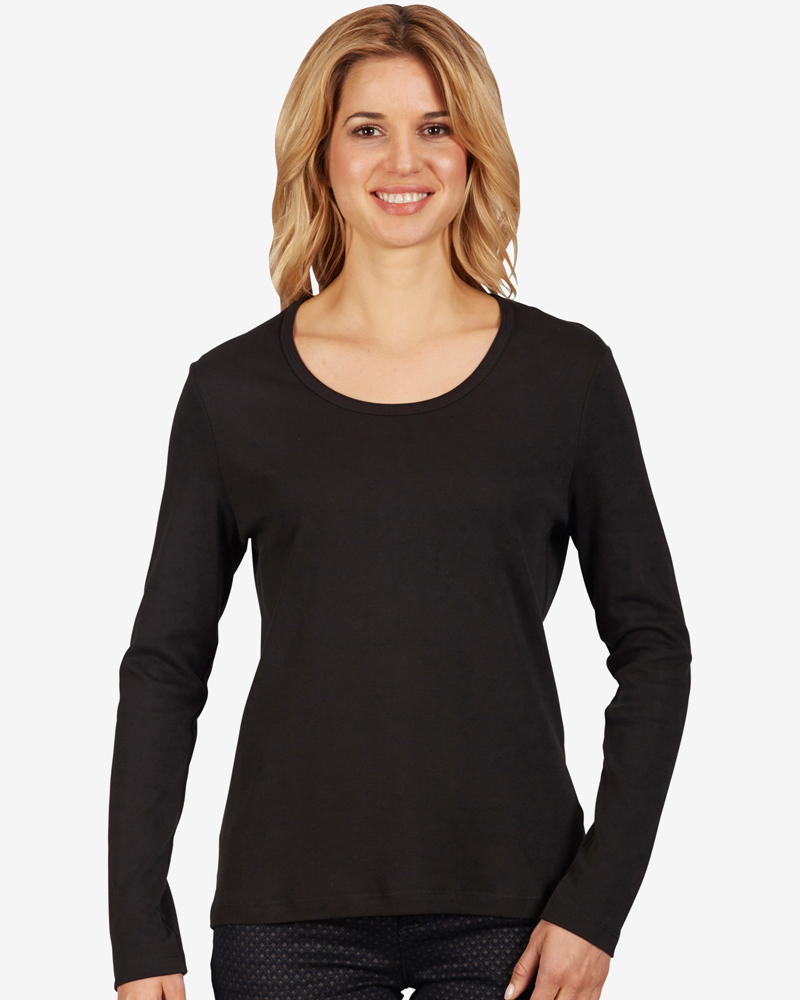 Langarmshirt_schwarz_421034_Billie_411149_vorn BASIC-LANGARMSHIRT VON SUNA