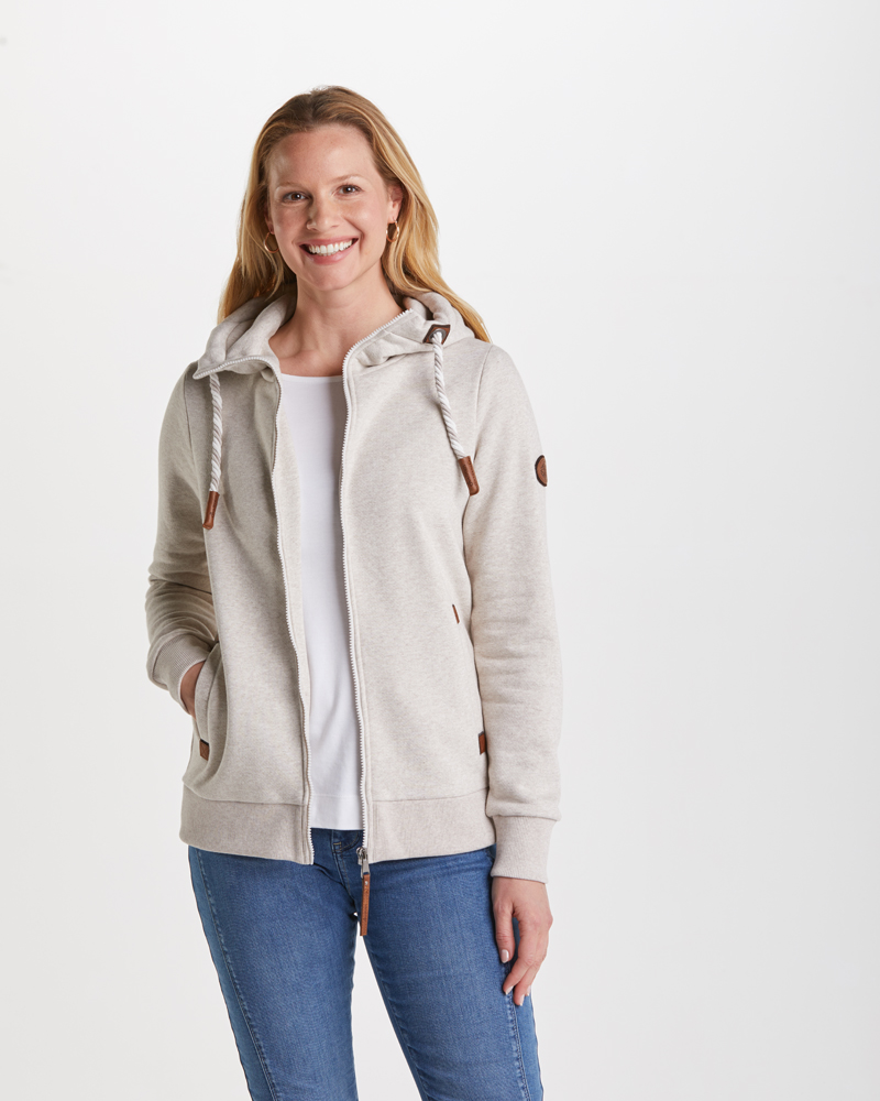 Sweatjacke_sand_421102_Lilith_offen WEICHE SWEATJACKE