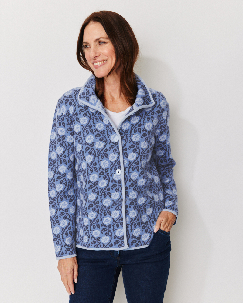 Exklusive Jacquard-Strickjacke
