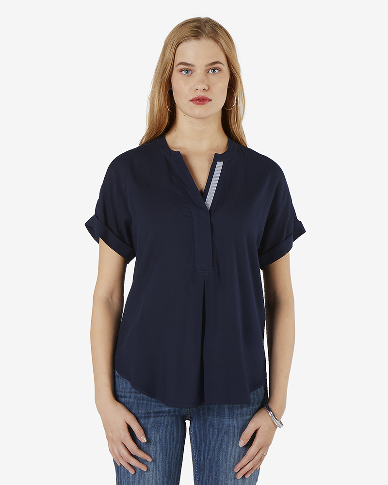 Bluse_marine_411116_Memphis SOMMERBLUSE AUS VISKOSE