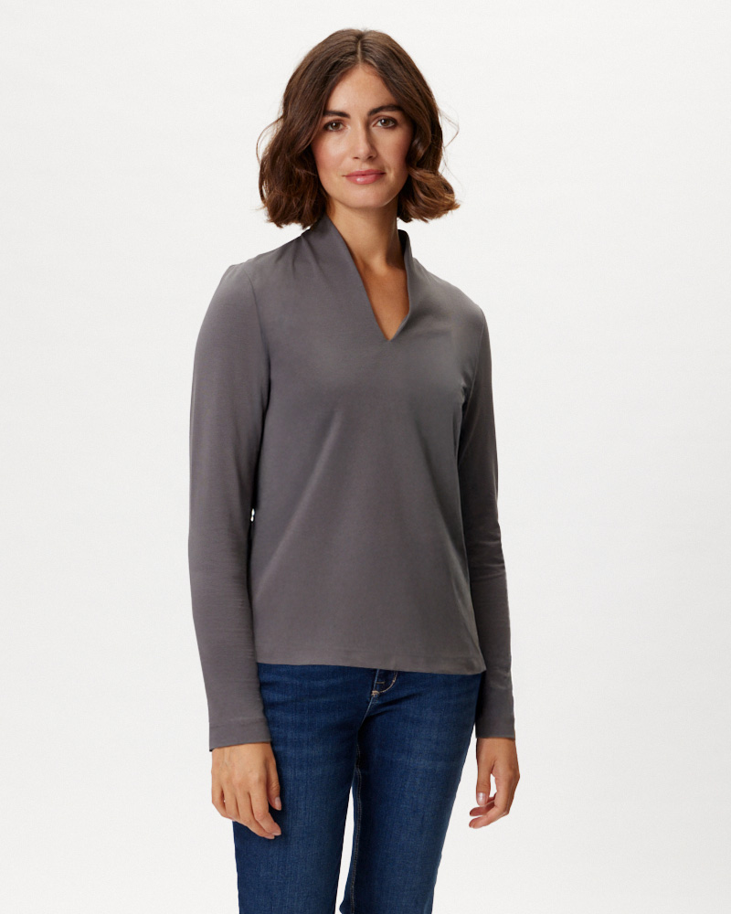 KELCHKRAGEN-JERSEYSHIRT VON SUNA 