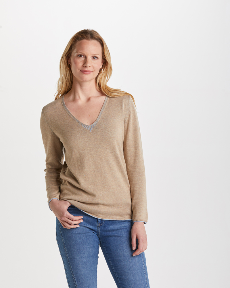 Pulli_sand_421021_Brilon_sand_vorn BASIC-PULLI IN 2 FARBEN