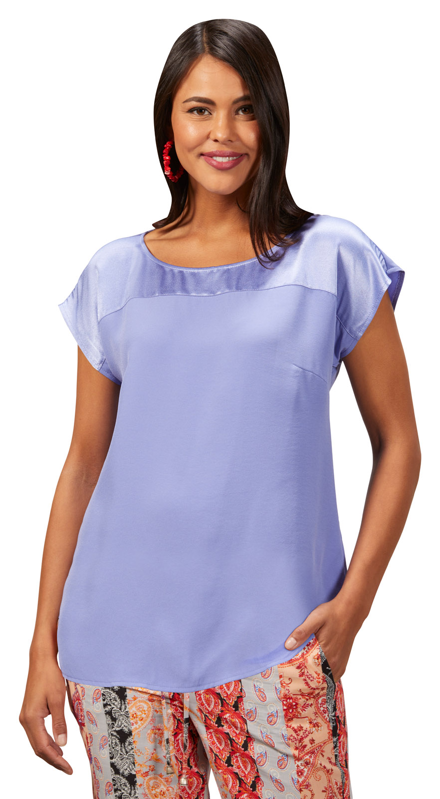 401101Birma_10568 LEGERE BLUSE MIT KELLERFALTE