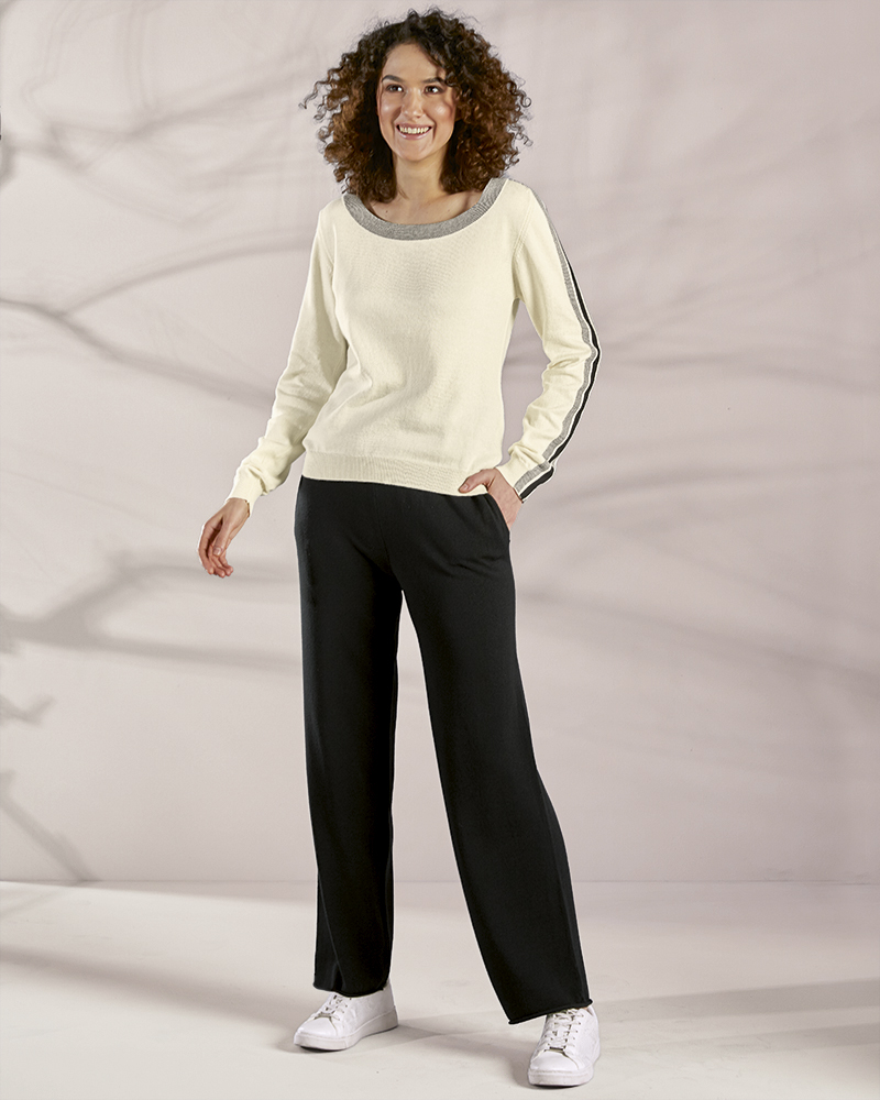 Pulli_creme_ecru_Strick_Hose-schwarz_405147_405150 KOMFORTABLE STRICKHOSE N