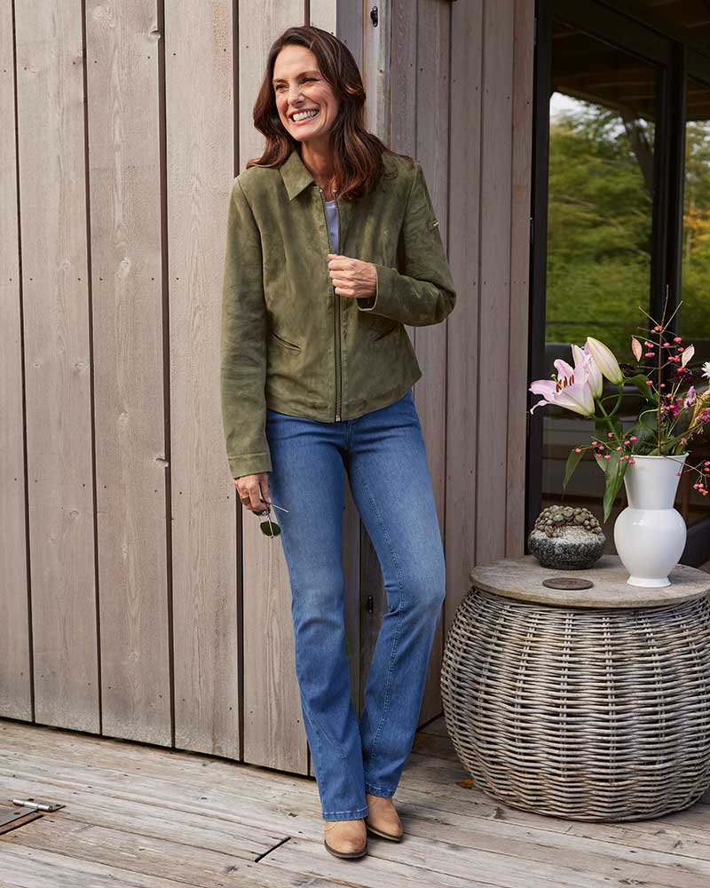 LEDERJACKE MIT ABNEHMBAREM KRAGEN