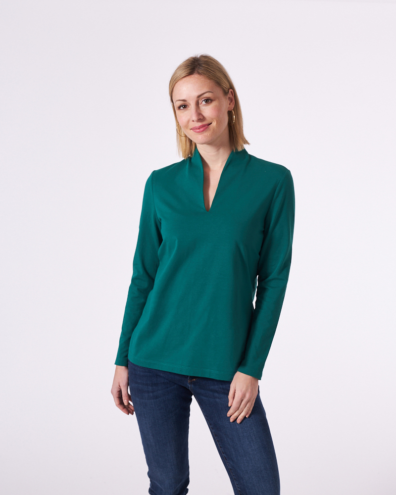 JERSEYSHIRT MIT KELCHKRAGEN