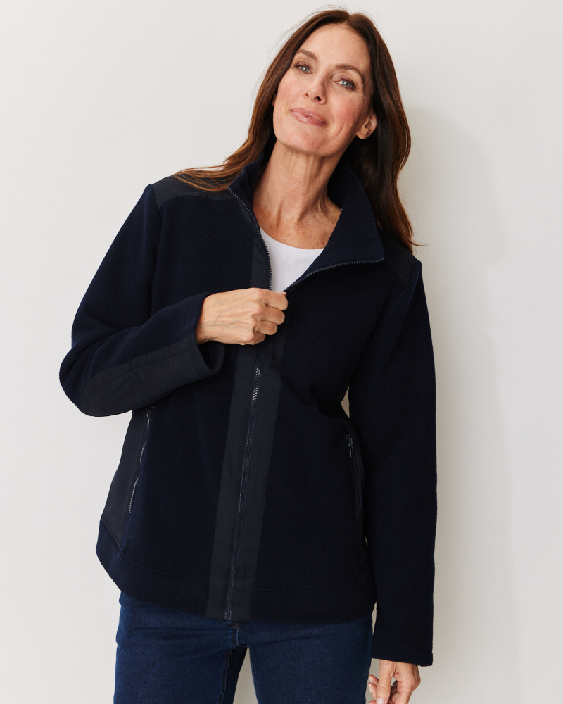 Fleecejacke mit Stehkragen
