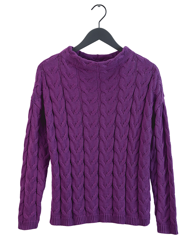 Pulli-lila_405066 PULLI MIT ZOPFMUSTER