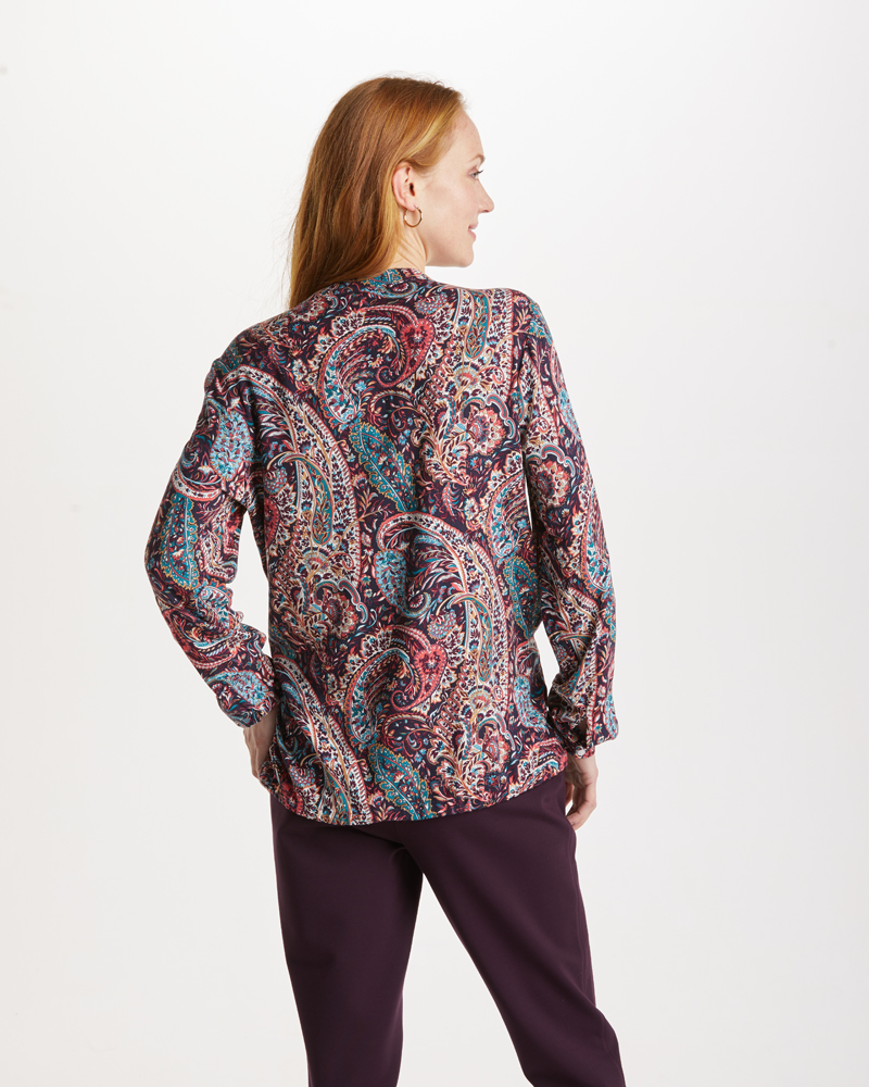 Bluse_petrol_gemustert_421080_Diana_hinten VISKOSEBLUSE