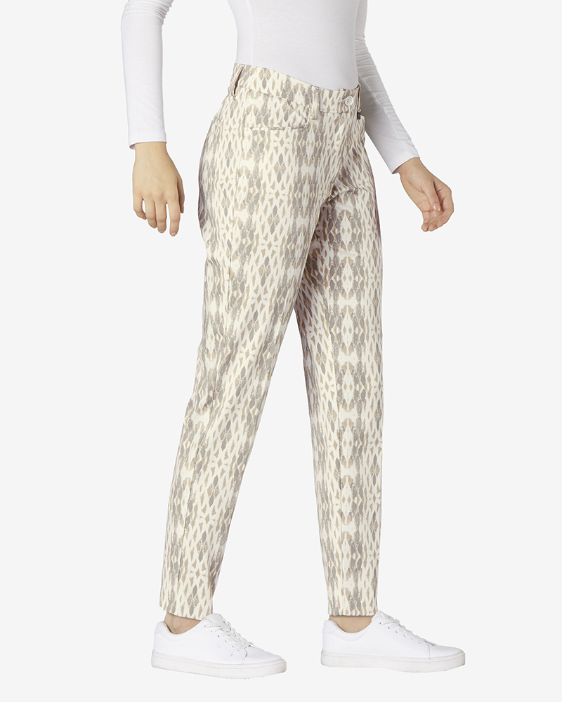 Hose-beige_gemustert_411128_Riva_N_37953 BEQUEME STRETCHHOSE N