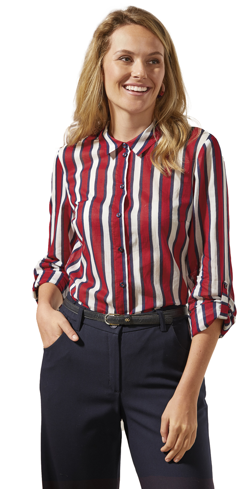 BLUSE-marine-gemustert-401074 SOMMERLICHE STREIFENBLUSE
