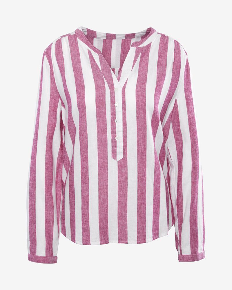 Leinenbluse_beere_weiss_gestreift_413017_Svea LEINEN-STREIFENBLUSE