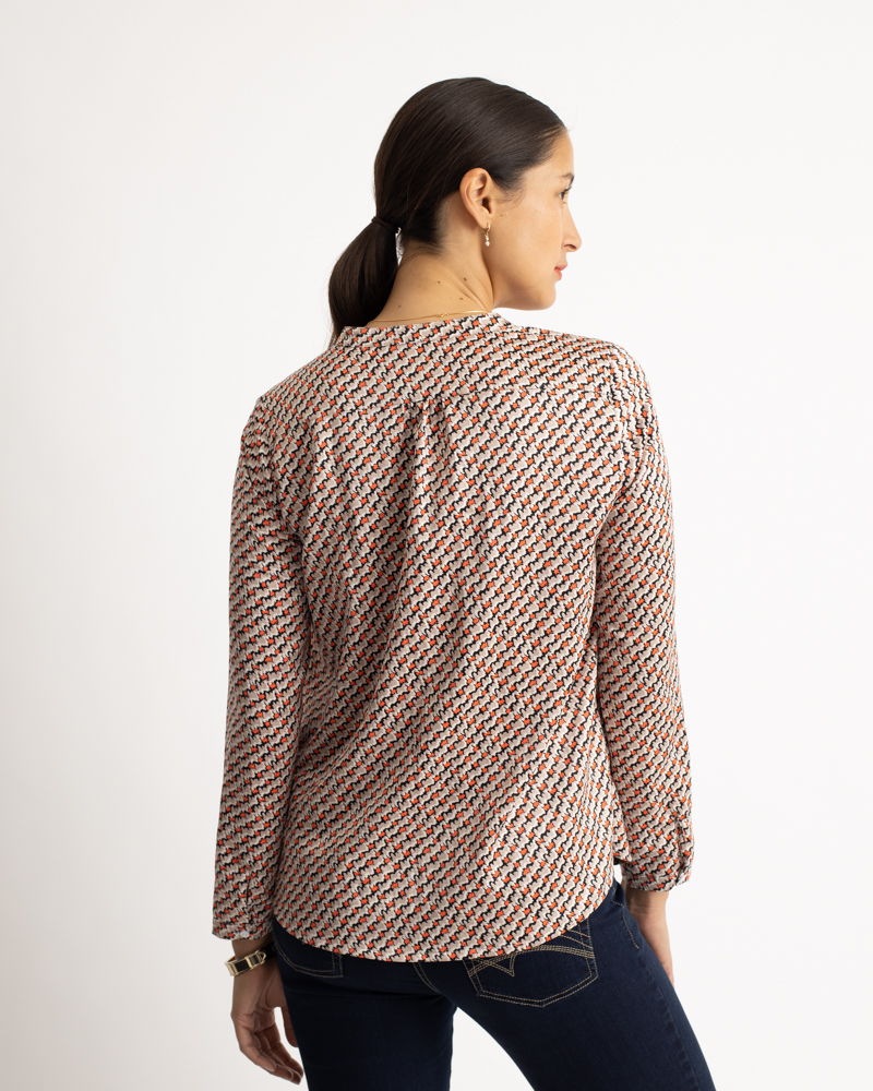 Bluse_beige_gemustert_422038_Gina_hinten LOCKERE BLUSE
