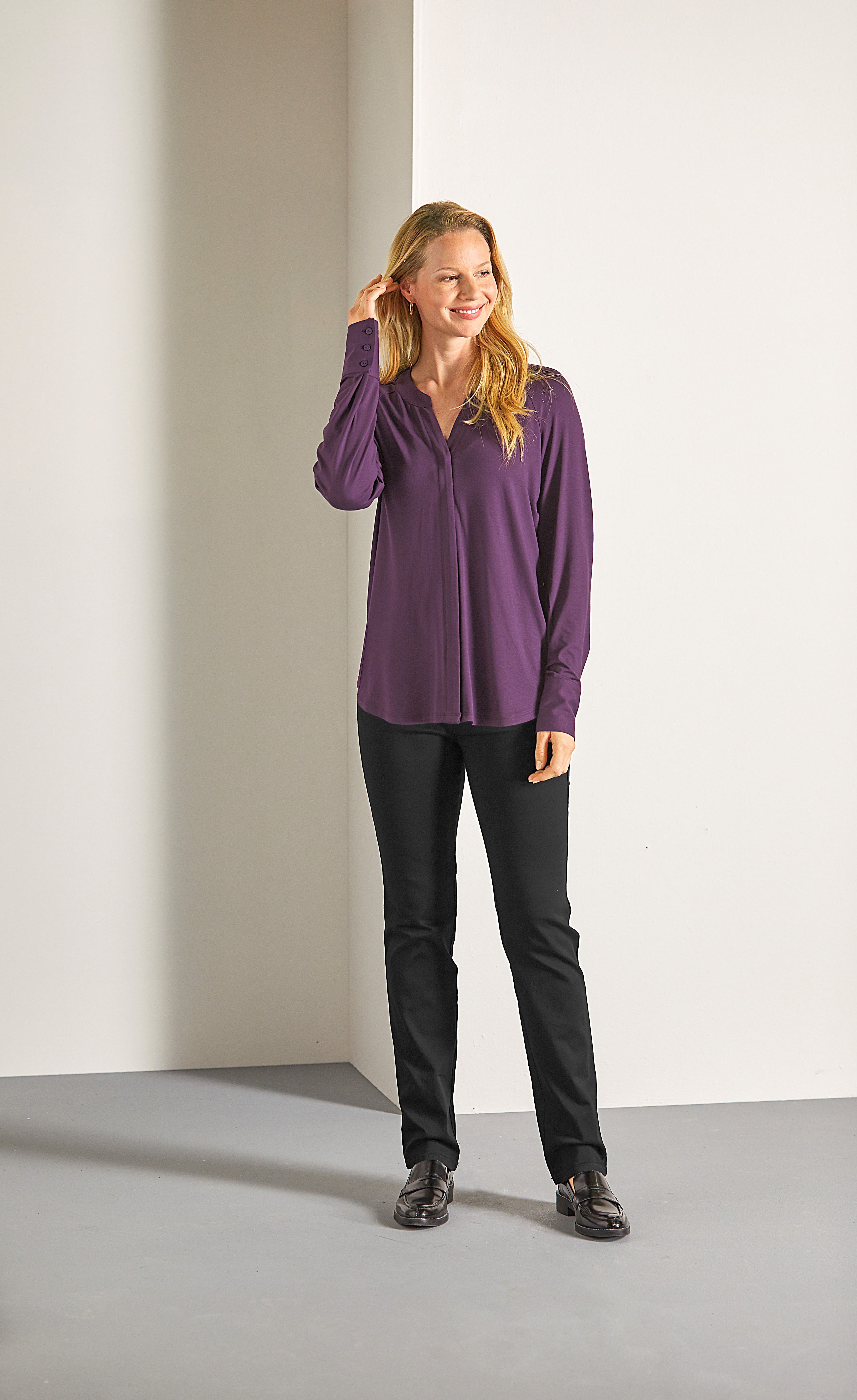 Tunikabluse_aubergine_421125-Jeans_black_421069 TUNIKABLUSE AUS JERSEY