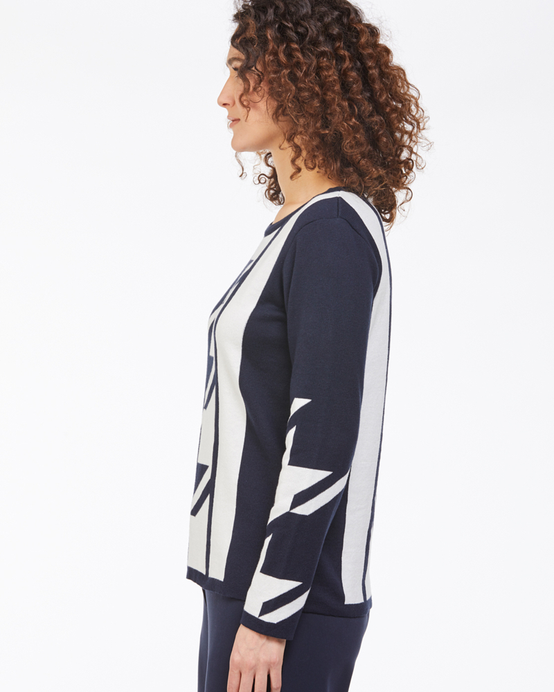 Pulli_blau_weiss_421161_Winnie_405092_Seite PULLI IN HAHNENTRITTMUSTER