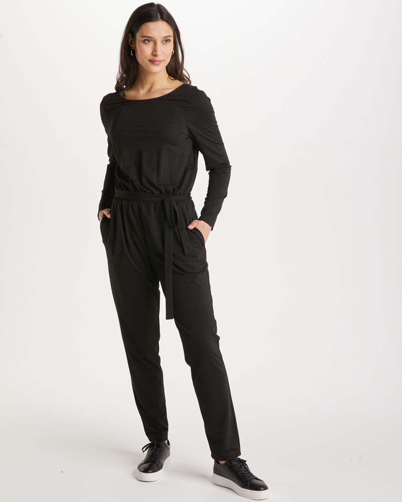 Overall_schwarz_gl-nzend_421171_Ela_vorn MODISCHER JUMPSUIT VON SUNA