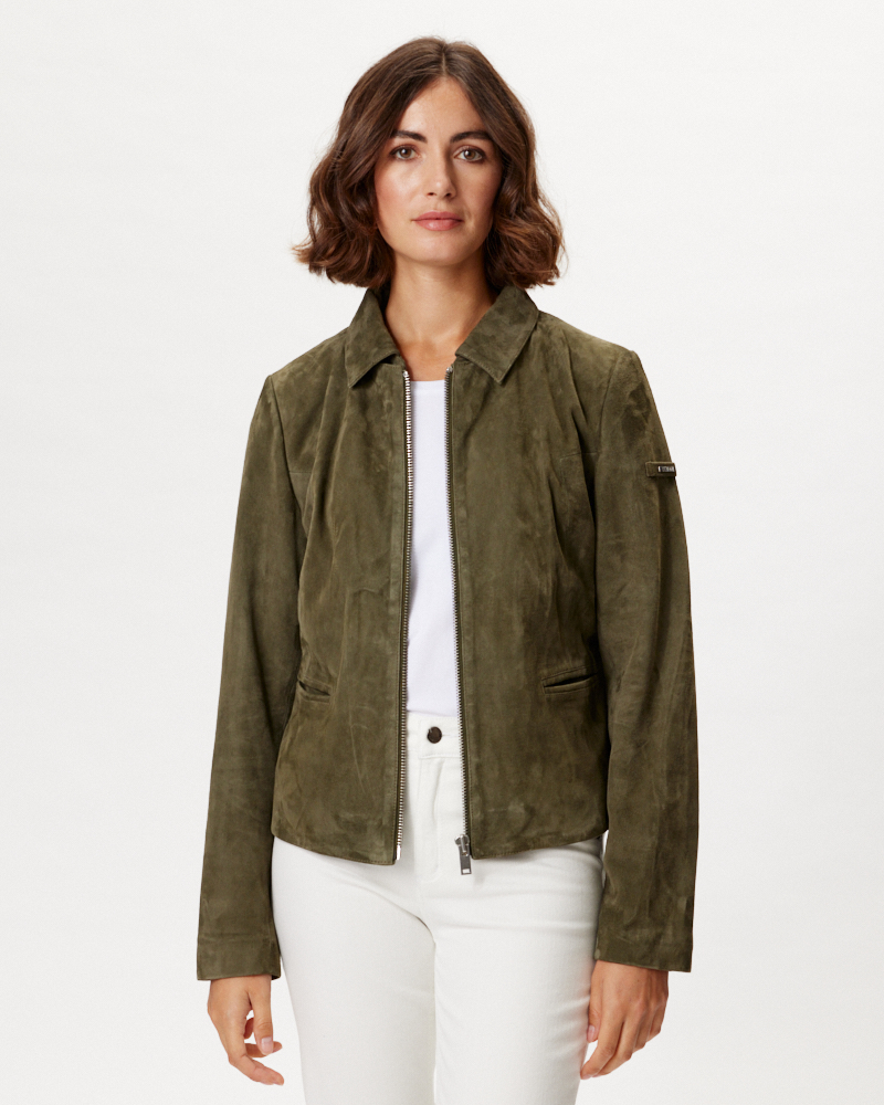 LEDERJACKE MIT ABNEHMBAREM KRAGEN