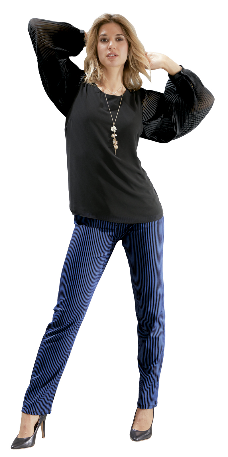 BLUSE-schwarz-391129_HOSE-schwarz_blau-38204-391013 BLUSE IM MATERIALMIX