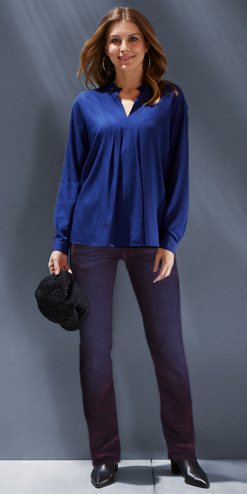 NEUBLUSE-Blau-391131-HOSE-Samt-391028 TUNIKA AUS VISKOSE