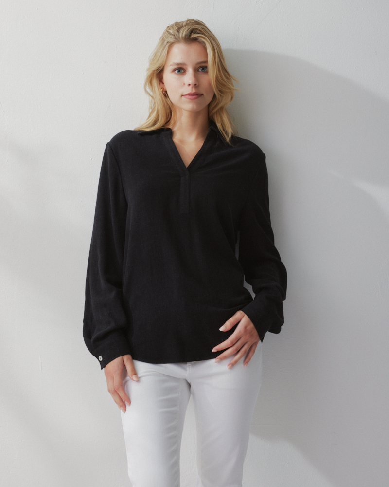 BLUSE AUS LEINEN-MIX