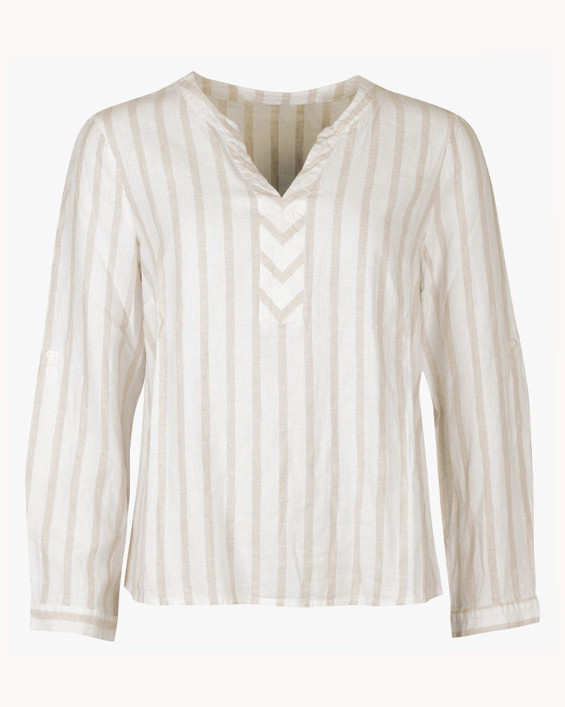 LEINENBLUSE MIT STREIFEN LEINENBLUSE MIT STREIFEN