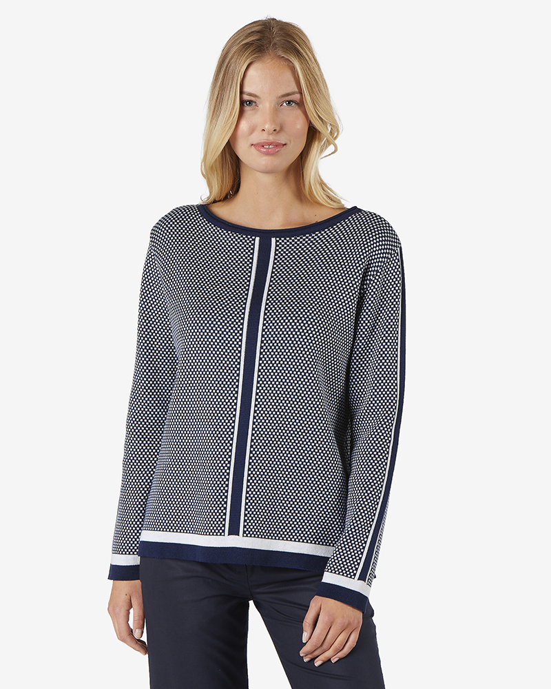 Pulli_blau_weiss_gemustert_411147_Larisa FEINSTRICKPULLI NACHHALTIG