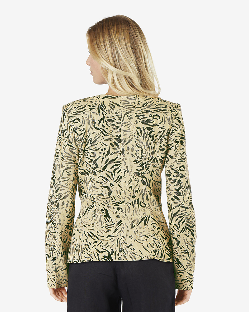 Blazer_beige_gemustert_hinten_411025_Sula GEFÜTTERTER LEINENBLAZER
