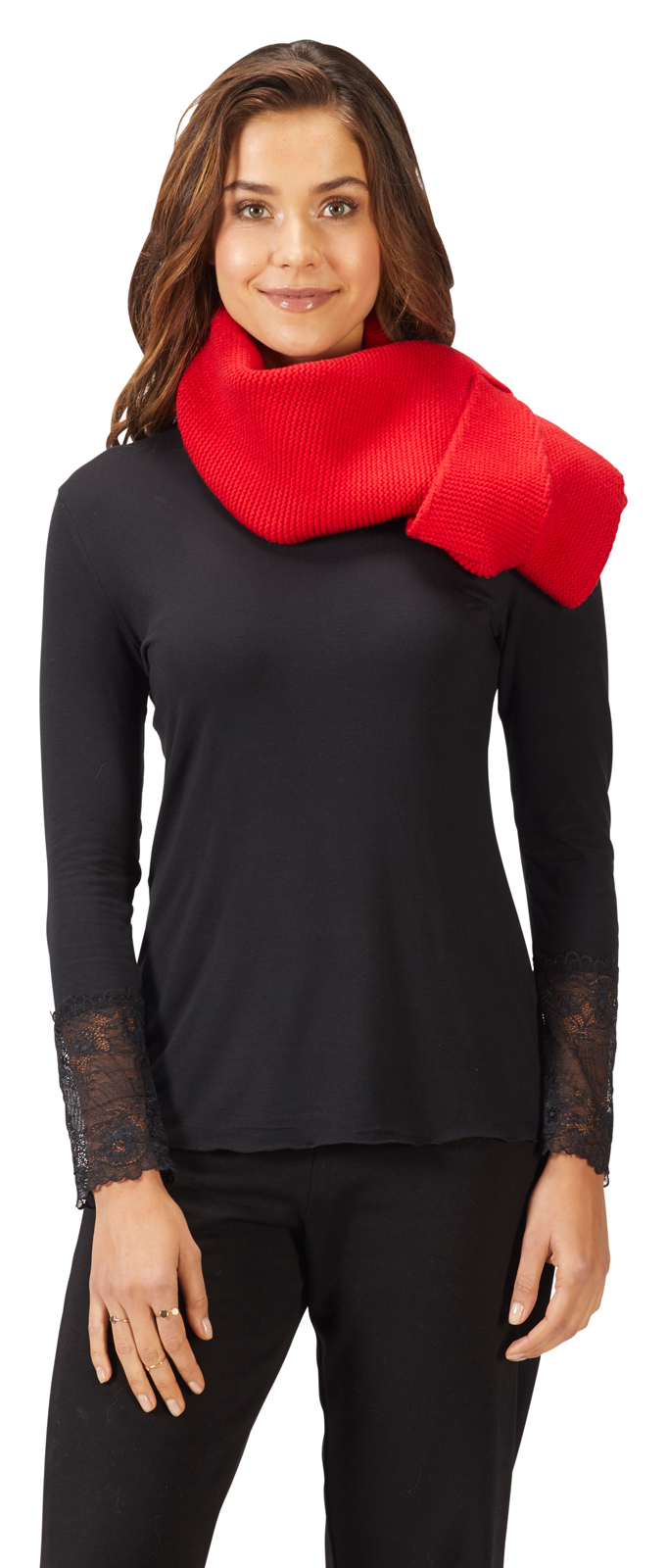 SCHAL-STRICK-rot-11054-391125 STRICKSCHAL IN 3 FARBEN