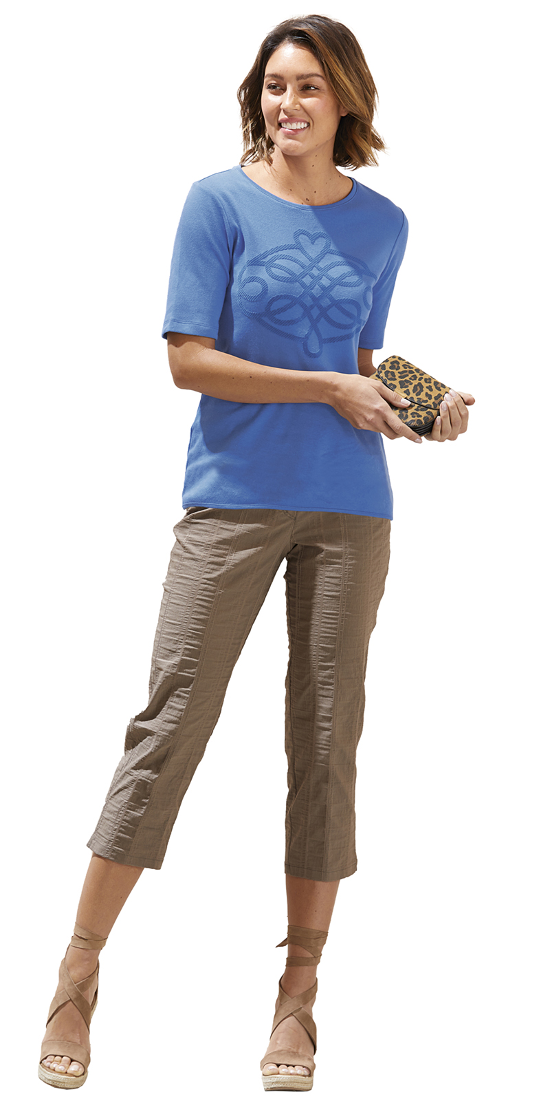 SHIRT-blau-401034_HOSE-grau-401015 KOMFORTABLE 7/8-HOSE