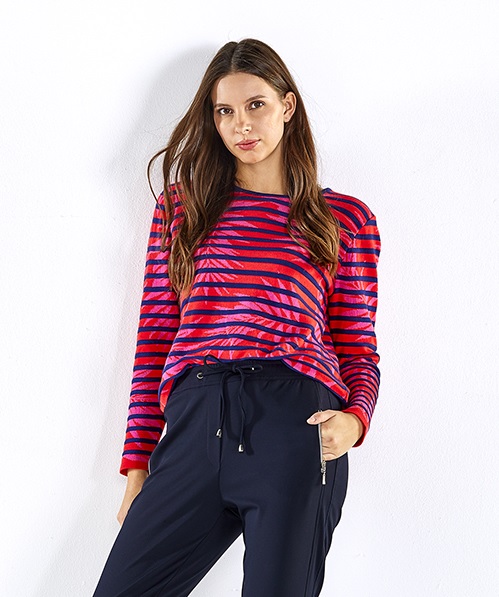PULLI-marine-gemustert-411146_HOSE-marine-411080 NACHHALTIGER FEINSTRICKPULLI
