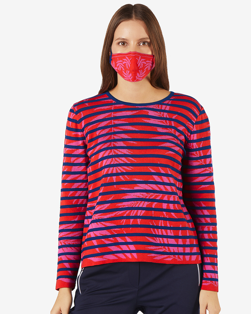 Pulli_marine_pink_gestreift_Maske_411146_Lou NACHHALTIGER FEINSTRICKPULLI