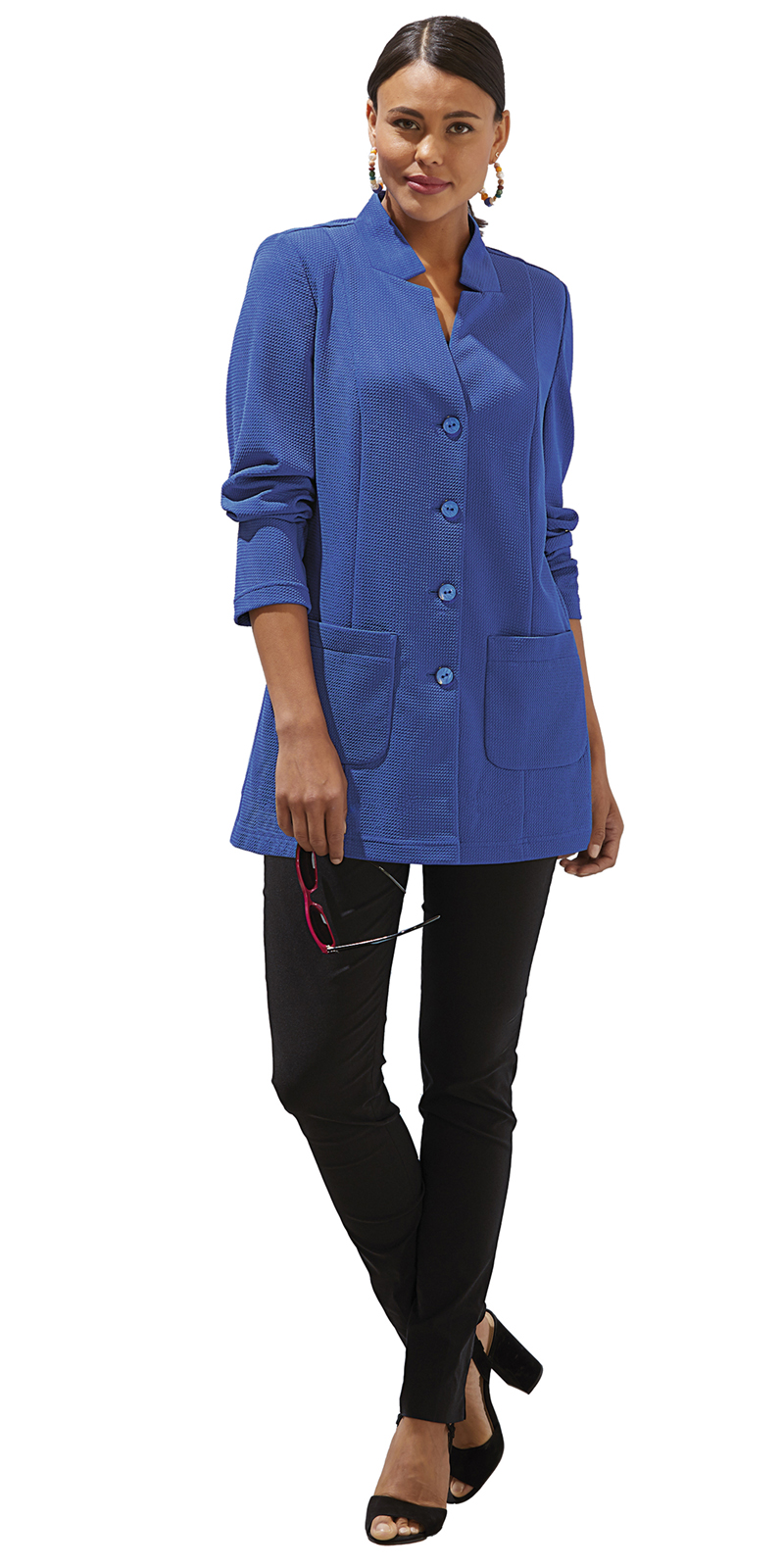 BLAZER-blau-401115_HOSE-schwarz-401094 ELASTISCHE BENGALIN-HOSE L